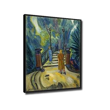 Imagem de JZSDGB Ponte no Tiergarten, Berlim por Martin Bloch impressões - reprodução de pintura a óleo famosa em tela - pintura abstrata em tela imagem de arte de parede para decoração de casa 40 x 55 cm (16 x