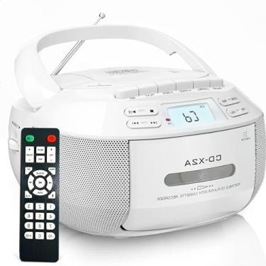 Imagem de CD Player, 110-220V, Combo CD E Leitor de Cassete, Rádio AM FM Portátil, Toca CD com Controle Remoto, Gravação em Fita CD Player Portatil, Radio CD Player com Bluetooth 5.1, Unidade Auxiliar/USB