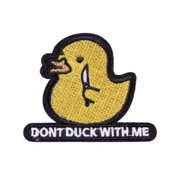 Imagem de Don't Duck with Me Rubber Ducky Duckie Brinquedo Trocadilho Engraçado Humor Piada Frase Meme Apatia Anti-Social Ansiedade Social 5,8 cm Remendo Termoadesivo Bordado para Roupas