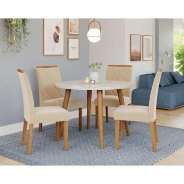 Imagem de Mesa de Jantar Tampo de Vidro Off White Dani Vidro 1,09 e 4 Cadeiras F