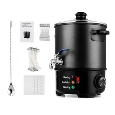 Imagem de IeBilif Derretidor de cera para fabricação de velas, pote elétrico de cera de 5 litros/4,5 kg com alça resistente ao calor, fácil de derramar, antiaderente e ajuste de temperatura