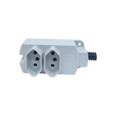 Imagem de Régua de tomadas 2P+T  20A  2 postos CInza - Margirius, Cinza