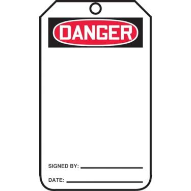 Imagem de Accuform Placa de segurança MDT185CTP, Legend"DANGER (em branco)", 14,6 cm de comprimento x 8,25 cm de largura x 0,01 cm de espessura, PF-Cardstock, vermelho/preto sobre branco (pacote com 25)