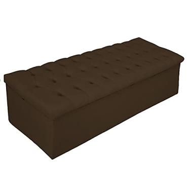 Imagem de Calçadeira Recamier Estofada Baú Mel Capitonê 195 cm Suede Marrom Quarto - AM Decor