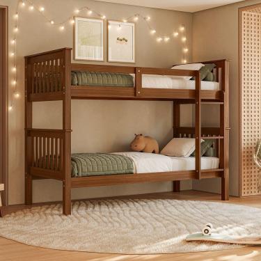 Imagem de Cama Beliche De Solteiro Dupla Suspensa Em Madeira Woodstore