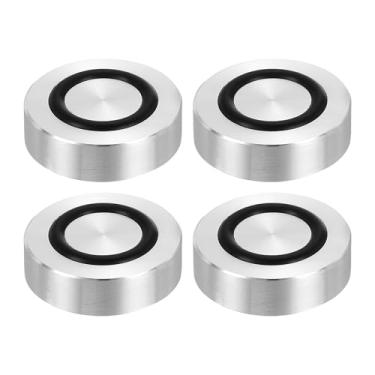 Imagem de uxcell Rosca M8 30 mm / 1,2" diâmetro 12 mm espessura disco adaptador superior 4 peças redondo sólido mesa pés almofada placa hardware com anel de borracha antiderrapante