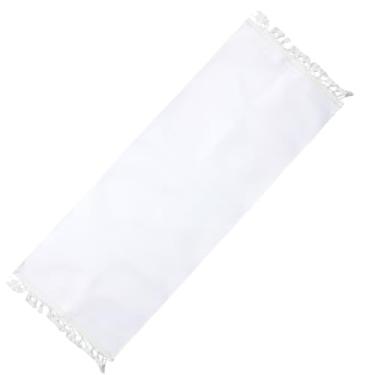 Imagem de GORGECRAFT 1 peça de substituição para cadeira de praia de lona branca de substituição para cadeira de descanso com franja 128 x 43 cm, tecido de cadeira reclinável, substituição para banhos de sol,