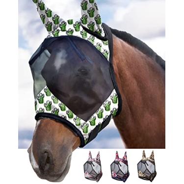 Imagem de Harrison Howard CareMaster Horse Fly Mask Standard with Ears UV Protection for Horse-Green Cactus(XL; Extra Full)