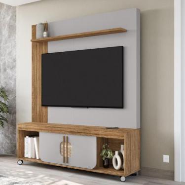 Imagem de Estante Home Frisado para TV Até 75 Polegadas 2 Portas com Rodízios Ma