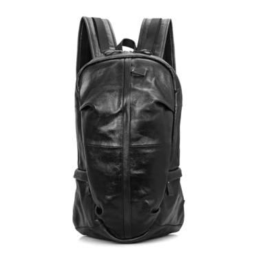 Imagem de Mochila de couro genuíno macio de grande capacidade para homens, adequada para laptop de 15 polegadas, bolsa de viagem preta para homens(Black)