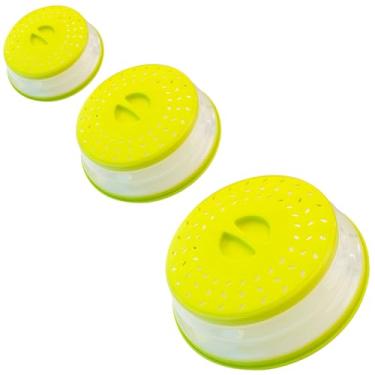 Imagem de Capa dobrável para respingos de micro-ondas, capa de placa de micro-ondas com saída de vapor (conjunto de 3, amarelo)