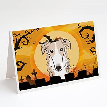 Imagem de Caroline's Treasures BB1786GCA7P Cartões Borzoi de Halloween e Envelopes Pacote com 8, 7 x 5, multicolorido