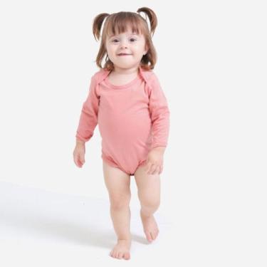 Imagem de Body Infantil Manga Longa Bebê Algodão Unissex - TechMalhas, Rosa, G
