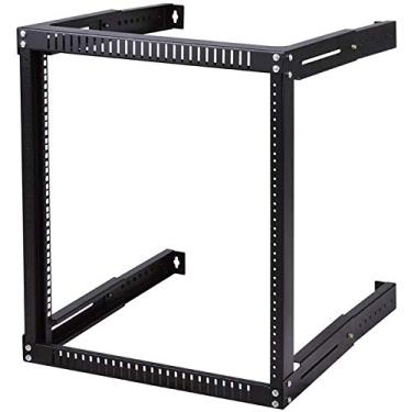 Imagem de TECHTOO Rack de montagem na parede 15U profundidade ajustável moldura aberta 48 cm rack de equipamento de servidor suporte de painel de patch resistente rack de equipamento de rede (ajustável 15U)