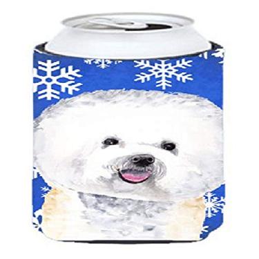 Imagem de Caroline's Treasures SC9362TBC Bichon Frise Winter Snowflakes Holiday Tall Boy Hugger, pode Cooler Sleeve Hugger Lavável à Máquina Beber Sleeve Hugger Dobrável Isolador de Bebidas Suporte Isolado