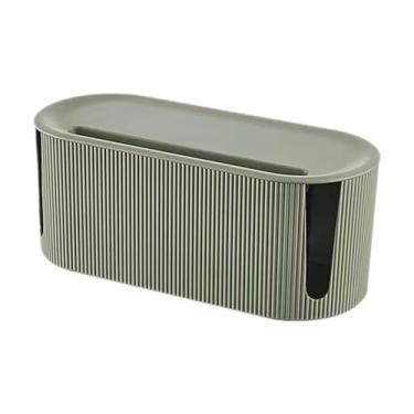 Imagem de Ioensy Caixa de gerenciamento de cabos caixa de tira elétrica com tampa, desktop hider protetor de capa de mesa organizador de cordão para câmera de TV, Verde