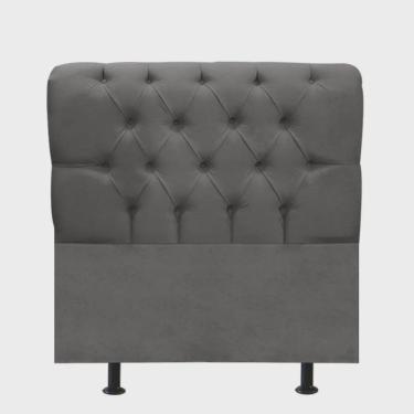 Imagem de Cabeceira Estofada Paris Botão Capitonê 120cm Viúva Solteirão Para Cama Box Quarto Suede Cinza Escuro Grafite - Ahazzo Móveis