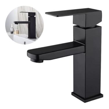 Imagem de Torneira Lavabo Banheiro Preta Misturador Monocomando Inox 304 Brinovar