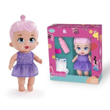 Imagem de Boneca Piccolina Faz Xixi Pupee Acessórios com Mamadeira Fralda e Chupeta Interativa Bebê Menina