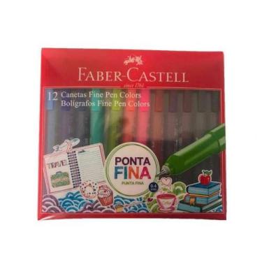 Imagem de Caneta FABER-CASTELL Fine Pen Estojo c/ 12 cores