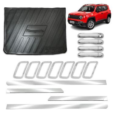 Imagem de Kit Cromado Renegade 2019 a 2021  Friso Largo, Protetor de PortaMalas,