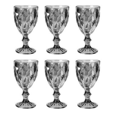 Imagem de Conjunto Jogo 6 Taças Vinho Água Suco Vidro 340ml Diamond Preta Cor Preto