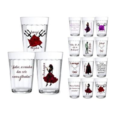 Imagem de Kit 3 Copos Vidro Americano 190ml Orixás Diversos Umbanda Candomblé Guias Artigo Religioso (POMBA GIRA)