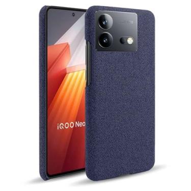 Imagem de Capa para vivo iQOO Neo 8,Capa desenhada em lona,Case Protetora Ultrafina com Empunhadura Macia,Design em Tecido Antichoque e Antiarranhões-Blue