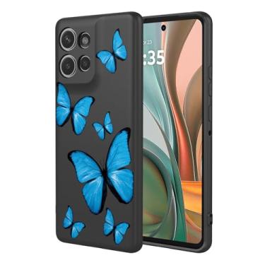 Imagem de KOARWVC Capa de celular para Moto G75 5G, capa para Motorola G75, design de padrão de borboleta, fina, protetora, macia, amortecedora, para Motorola Moto G75, borboleta preta