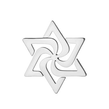Imagem de TEAMER Alfinetes de broche de estrela de Davi judaísmo espiral aço inoxidável judaico religioso colar distintivo alfinete amuleto joia, 20*17mm, Aço inoxidável, Sem Pedra Preciosa