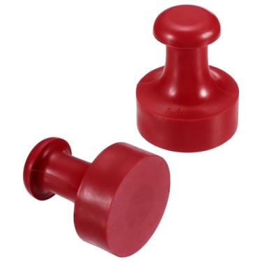Imagem de PATIKIL Alça redonda de borracha com carimbo de 40 mm, 2 peças de puxadores de gaveta para entalhar, fazer artesanato, scrapbooking, vermelho