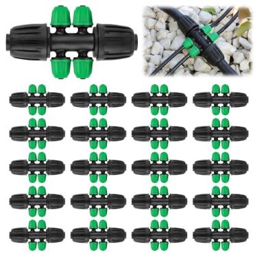 Imagem de 20 peças de conectores de T farpado bloqueado, kit de acessórios de irrigação por gotejamento Kalolary 1/5.1 cm a 1/10.2 cm kit de acessórios de irrigação de 12/16 mm a 4/7 mm de bloqueio de tubo