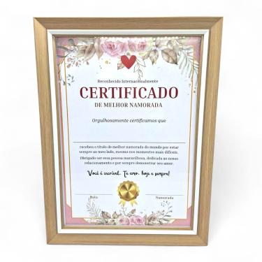 Imagem de Certificado de Melhor Namorada com Moldura Marrom Presente