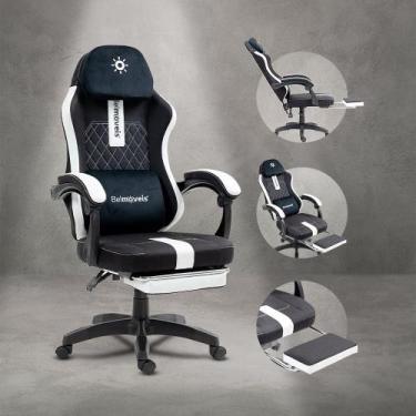 Imagem de Cadeira Gamer Escritório Tecido Respirável Black Reclinável Apoio De P