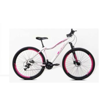 Imagem de Bicicleta Feminina Aro 29 Ksw Mwza Alumínio 24v Freio a Disco Garfo Suspensão (Branco/Rosa, 15)