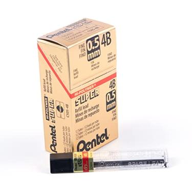 Imagem de Pentel Refil de chumbo super Hi-Polymer 0,5 mm, fino, 4B, 144 peças de chumbo (C505-4B), cinza