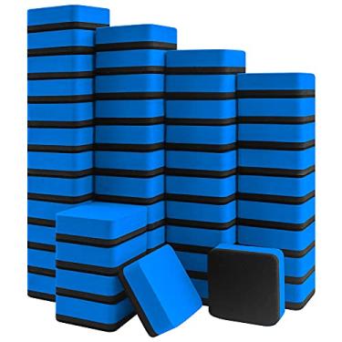 Imagem de IHPUKIDI — Pacote com 48 borrachas magnéticas para quadro branco, limpador de lousa para crianças e materiais para professores de sala de aula, casa e escritório (5 x 5 cm) azul