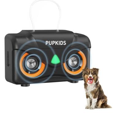 Imagem de PUPKIDS Dispositivos de dissuasão de latidos de cães - Dispositivo antilatido para cães internos e externos até 1,5 m, silenciador ultrassônico recarregável para latidos de cães com 3 modos ajustáveis