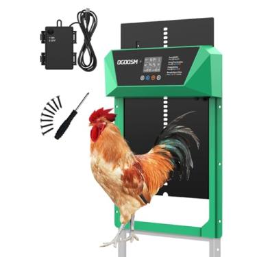 Imagem de Porta de galinheiro automática de alumínio de tamanho grande com recurso anti-beliscar, temporizador e visor LCD (verde)