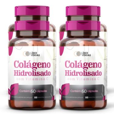 Imagem de Colágeno Hidrolisado com Vitamina C. - 1g com 60 cápsulas - 4 potes