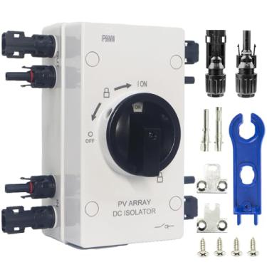 Imagem de Interruptor de desconexão rápida IP66 solar PV DC à prova d'água, interruptor de desconexão de painel solar fotovoltaico 1000V 64A com conector solar para sistema solar desligado/on-grid, sistema de