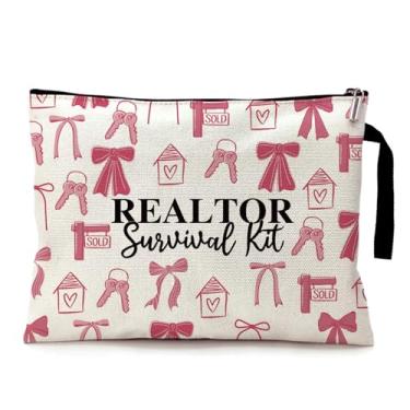 Imagem de Cusrtyh Kit de sobrevivência de corretores de imóveis, bolsa de maquiagem engraçada com zíper, bolsa de acessórios de viagem, bolsa de artigos de higiene pessoal, presentes para corretores de imóveis