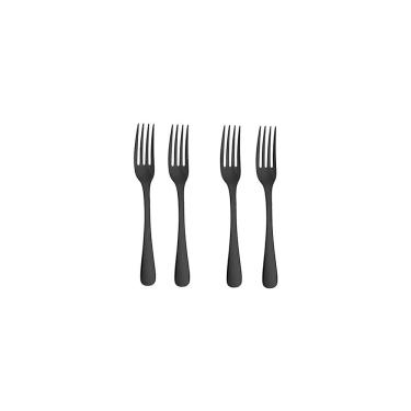 Imagem de Garfo de Sobremesa Preto Talher Inox Jogo 4un