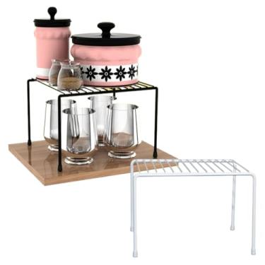 Imagem de KIT 2 Organizador De Armario Para Cozinha Prateleira Pequeno(PRETO)