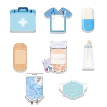 Imagem de hhdatc 8 peças de mini notas adesivas de enfermeira engraçadas para estudantes de enfermagem, cadernos autoadesivos para estudantes de enfermagem, presentes de escola, hospital, artigos de papelaria