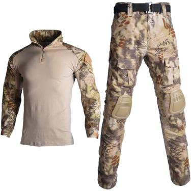 Imagem de Camuflagem tática Roupas uniformes militares Termo de ventos do exército Airsoft Camisa de combate + calça de carga, deserto python, 3xl