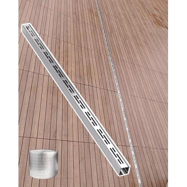 Imagem de Extrante estreito drenagem de drenagem Dreno com fita impermeável, aços inoxidáveis ​​kit de drenagem de canal esgoto ao ar livre, ralina de barragem para a entrada de automóveis da casa de