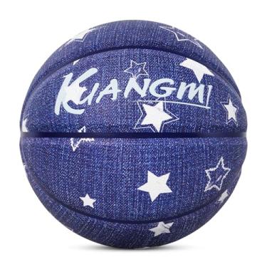 Imagem de Kuangmi Bola de basquete hip-hop, tamanho oficial padrão 7 75 cm, bola de cesta de rua interna e externa, estrela de cowboy
