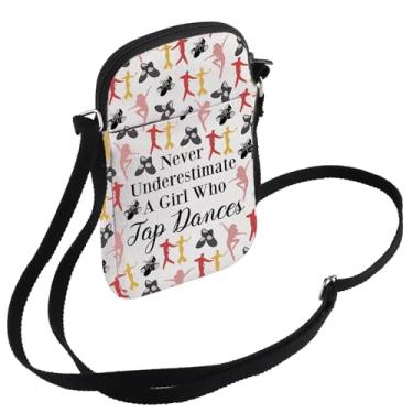 Imagem de JYTAPP Bolsa tiracolo Tap Dancing Never Underestimate Who Tap Dances Bag Tap Dancer Gifts Tap Dance Lover Bag para dançarinos, Bege, Small