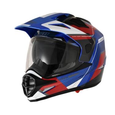 Imagem de Capacete Moto X11 Crossover Adv On e Off Road Com í culos - AZUL/VERMELHO/BRANCO - 62